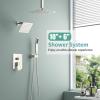 image:imageShower Faucet Set Shower System  SR SUN RISE Brushed Nickel Shower Trim Kit with Dual Shower Head 12 Ceiling Rainfall 6 Wall Mount with Handheld Shower for Couples Complete 6 Diverter ValveBrushed Nickel