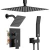 image:imageShower Faucet Set Shower System  SR SUN RISE Brushed Nickel Shower Trim Kit with Dual Shower Head 12 Ceiling Rainfall 6 Wall Mount with Handheld Shower for Couples Complete 6 Diverter ValveMatte Black