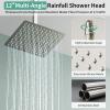 image:imageShower Faucet Set Shower System  SR SUN RISE Brushed Nickel Shower Trim Kit with Dual Shower Head 12 Ceiling Rainfall 6 Wall Mount with Handheld Shower for Couples Complete 6 Diverter ValveBrushed Nickel