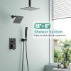 image:imageShower Faucet Set Shower System  SR SUN RISE Brushed Nickel Shower Trim Kit with Dual Shower Head 12 Ceiling Rainfall 6 Wall Mount with Handheld Shower for Couples Complete 6 Diverter ValveMatte Black