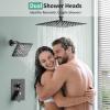 image:imageShower Faucet Set Shower System  SR SUN RISE Brushed Nickel Shower Trim Kit with Dual Shower Head 12 Ceiling Rainfall 6 Wall Mount with Handheld Shower for Couples Complete 6 Diverter ValveMatte Black