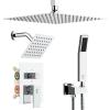 image:imageShower Faucet Set Shower System  SR SUN RISE Brushed Nickel Shower Trim Kit with Dual Shower Head 12 Ceiling Rainfall 6 Wall Mount with Handheld Shower for Couples Complete 6 Diverter ValvePolished Chrome