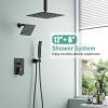 image:imageShower Faucet Set Shower System  SR SUN RISE Brushed Nickel Shower Trim Kit with Dual Shower Head 12 Ceiling Rainfall 6 Wall Mount with Handheld Shower for Couples Complete 6 Diverter ValveMatte Black