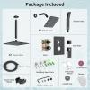 image:imageShower Faucet Set Shower System  SR SUN RISE Brushed Nickel Shower Trim Kit with Dual Shower Head 12 Ceiling Rainfall 6 Wall Mount with Handheld Shower for Couples Complete 6 Diverter ValveMatte Black