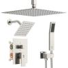 image:imageShower Faucet Set Shower System  SR SUN RISE Brushed Nickel Shower Trim Kit with Dual Shower Head 12 Ceiling Rainfall 6 Wall Mount with Handheld Shower for Couples Complete 6 Diverter ValveBrushed Nickel