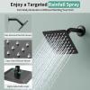 image:imageShower Faucet Set Shower System  SR SUN RISE Brushed Nickel Shower Trim Kit with Dual Shower Head 12 Ceiling Rainfall 6 Wall Mount with Handheld Shower for Couples Complete 6 Diverter ValveMatte Black
