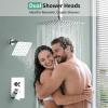 image:imageShower Faucet Set Shower System  SR SUN RISE Brushed Nickel Shower Trim Kit with Dual Shower Head 12 Ceiling Rainfall 6 Wall Mount with Handheld Shower for Couples Complete 6 Diverter ValvePolished Chrome