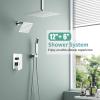 image:imageShower Faucet Set Shower System  SR SUN RISE Brushed Nickel Shower Trim Kit with Dual Shower Head 12 Ceiling Rainfall 6 Wall Mount with Handheld Shower for Couples Complete 6 Diverter ValvePolished Chrome