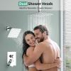 image:imageShower Faucet Set Shower System  SR SUN RISE Brushed Nickel Shower Trim Kit with Dual Shower Head 12 Ceiling Rainfall 6 Wall Mount with Handheld Shower for Couples Complete 6 Diverter ValvePolished Chrome