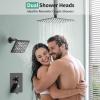 image:imageShower Faucet Set Shower System  SR SUN RISE Brushed Nickel Shower Trim Kit with Dual Shower Head 12 Ceiling Rainfall 6 Wall Mount with Handheld Shower for Couples Complete 6 Diverter ValveMatte Black