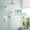 image:imageShower Faucet Set Shower System  SR SUN RISE Brushed Nickel Shower Trim Kit with Dual Shower Head 12 Ceiling Rainfall 6 Wall Mount with Handheld Shower for Couples Complete 6 Diverter ValvePolished Chrome