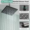 image:imageShower Faucet Set Shower System  SR SUN RISE Brushed Nickel Shower Trim Kit with Dual Shower Head 12 Ceiling Rainfall 6 Wall Mount with Handheld Shower for Couples Complete 6 Diverter ValveMatte Black