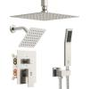 image:imageShower Faucet Set Shower System  SR SUN RISE Brushed Nickel Shower Trim Kit with Dual Shower Head 12 Ceiling Rainfall 6 Wall Mount with Handheld Shower for Couples Complete 6 Diverter ValveBrushed Nickel
