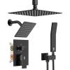 image:imageShower Faucet Set Shower System  SR SUN RISE Brushed Nickel Shower Trim Kit with Dual Shower Head 12 Ceiling Rainfall 6 Wall Mount with Handheld Shower for Couples Complete 6 Diverter ValveMatte Black