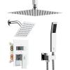 image:imageShower Faucet Set Shower System  SR SUN RISE Brushed Nickel Shower Trim Kit with Dual Shower Head 12 Ceiling Rainfall 6 Wall Mount with Handheld Shower for Couples Complete 6 Diverter ValvePolished Chrome