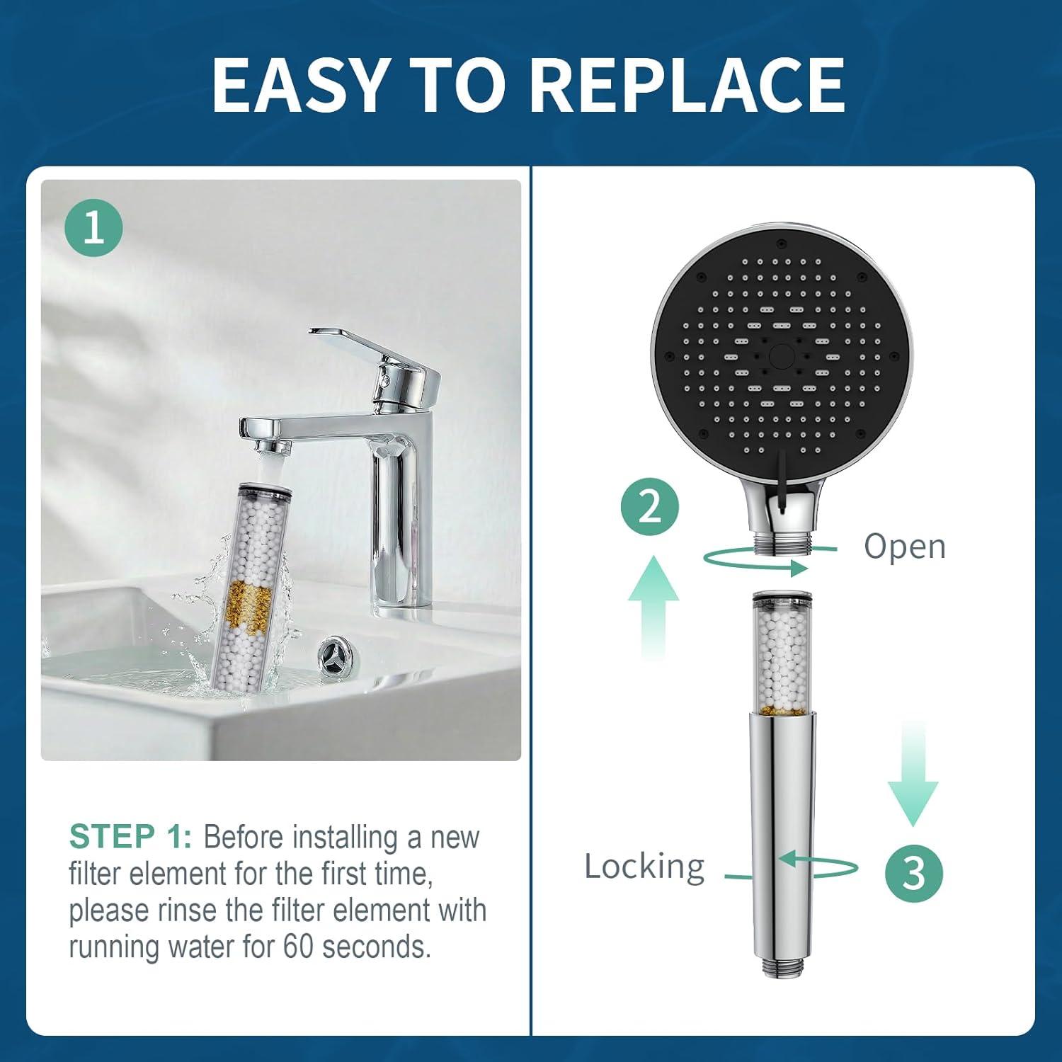 image:imageSR SUN RISE Shower Filter for Handheld Shower Head 2Pack Replacement Filters for Hard Water NSF Certified 99 Chlorine Removal  Reduces Dry Itchy Skin