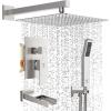 image:imageSR SUN RISE 12 Inches All Metal Square Shower System with Tub Spout Tub Shower Faucet Set High Pressure Rain Shower Head and Handheld Sprayer Combo Shower Fixtues Valve Included Brushed NickelBrushed Nickel
