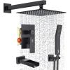image:imageSR SUN RISE 12 Inches All Metal Square Shower System with Tub Spout Tub Shower Faucet Set High Pressure Rain Shower Head and Handheld Sprayer Combo Shower Fixtues Valve Included Brushed NickelMatte Black