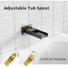 image:imageSR SUN RISE 12 Inches All Metal Square Shower System with Tub Spout Tub Shower Faucet Set High Pressure Rain Shower Head and Handheld Sprayer Combo Shower Fixtues Valve Included Brushed NickelMatte Black