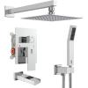 image:imageSR SUN RISE 12 Inches All Metal Square Shower System with Tub Spout Tub Shower Faucet Set High Pressure Rain Shower Head and Handheld Sprayer Combo Shower Fixtues Valve Included Brushed NickelPolished Chrome