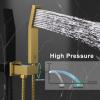 image:imageSR SUN RISE 12 Inches All Metal Square Shower System with Tub Spout Tub Shower Faucet Set High Pressure Rain Shower Head and Handheld Sprayer Combo Shower Fixtues Valve Included Brushed NickelBrushed Gold