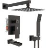 image:imageSR SUN RISE 12 Inches All Metal Square Shower System with Tub Spout Tub Shower Faucet Set High Pressure Rain Shower Head and Handheld Sprayer Combo Shower Fixtues Valve Included Brushed NickelOil Rubbed Bronze