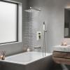 image:imageSR SUN RISE 12 Inches All Metal Square Shower System with Tub Spout Tub Shower Faucet Set High Pressure Rain Shower Head and Handheld Sprayer Combo Shower Fixtues Valve Included Brushed NickelBrushed Nickel