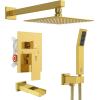 image:imageSR SUN RISE 12 Inches All Metal Square Shower System with Tub Spout Tub Shower Faucet Set High Pressure Rain Shower Head and Handheld Sprayer Combo Shower Fixtues Valve Included Brushed NickelBrushed Gold