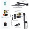 image:imageSR SUN RISE 12 Inches All Metal Square Shower System with Tub Spout Tub Shower Faucet Set High Pressure Rain Shower Head and Handheld Sprayer Combo Shower Fixtues Valve Included Brushed NickelMatte Black