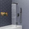 image:imageSR SUN RISE 12 Inches All Metal Square Shower System with Tub Spout Tub Shower Faucet Set High Pressure Rain Shower Head and Handheld Sprayer Combo Shower Fixtues Valve Included Brushed NickelMatte Black