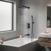 image:imageSR SUN RISE 12 Inches All Metal Square Shower System with Tub Spout Tub Shower Faucet Set High Pressure Rain Shower Head and Handheld Sprayer Combo Shower Fixtues Valve Included Brushed NickelMatte Black