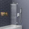 image:imageSR SUN RISE 12 Inches All Metal Square Shower System with Tub Spout Tub Shower Faucet Set High Pressure Rain Shower Head and Handheld Sprayer Combo Shower Fixtues Valve Included Brushed NickelPolished Chrome