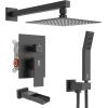 image:imageSR SUN RISE 12 Inches All Metal Square Shower System with Tub Spout Tub Shower Faucet Set High Pressure Rain Shower Head and Handheld Sprayer Combo Shower Fixtues Valve Included Brushed NickelMatte Black