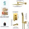 image:imageSR SUN RISE 12 Inches All Metal Square Shower System with Tub Spout Tub Shower Faucet Set High Pressure Rain Shower Head and Handheld Sprayer Combo Shower Fixtues Valve Included Brushed NickelBrushed Gold