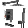 image:imageSR SUN RISE 12 Inches All Metal Square Shower System with Tub Spout Tub Shower Faucet Set High Pressure Rain Shower Head and Handheld Sprayer Combo Shower Fixtues Valve Included Brushed NickelMatte Black