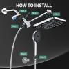 image:image12 Inch Wide Rain Shower Head with NSF Filtered Handheld Combo High Pressure Rainfall Shower Head 9 Spray Modes Handheld with 9Inch Extension Arm Comes with Filter Removes ChlorineBlackChrome