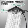 image:image12 Inch Wide Rain Shower Head with NSF Filtered Handheld Combo High Pressure Rainfall Shower Head 9 Spray Modes Handheld with 9Inch Extension Arm Comes with Filter Removes ChlorineBlackBlack