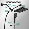 image:image12 Inch Wide Rain Shower Head with NSF Filtered Handheld Combo High Pressure Rainfall Shower Head 9 Spray Modes Handheld with 9Inch Extension Arm Comes with Filter Removes ChlorineBlackBlack
