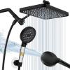 image:image12 Inch Wide Rain Shower Head with NSF Filtered Handheld Combo High Pressure Rainfall Shower Head 9 Spray Modes Handheld with 9Inch Extension Arm Comes with Filter Removes ChlorineBlackBlack
