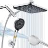 image:image12 Inch Wide Rain Shower Head with NSF Filtered Handheld Combo High Pressure Rainfall Shower Head 9 Spray Modes Handheld with 9Inch Extension Arm Comes with Filter Removes ChlorineBlackChrome